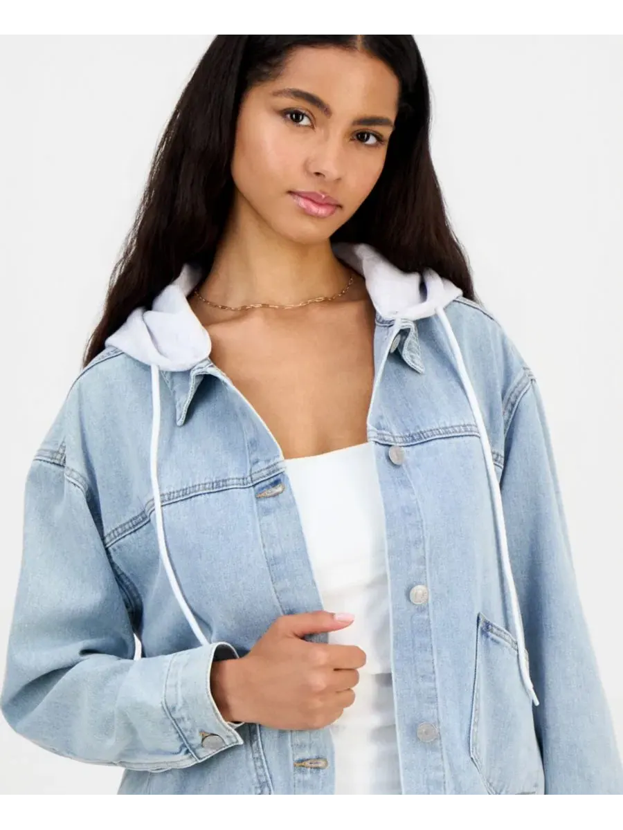 Джинсовая куртка с капюшоном Madden Girl, Lt Wash — изображение 2 из 4