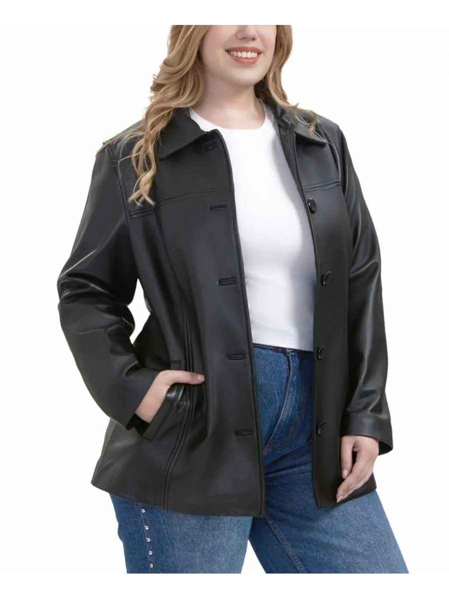 Пальто Evie Leather Car Coat больших размеров BGSD