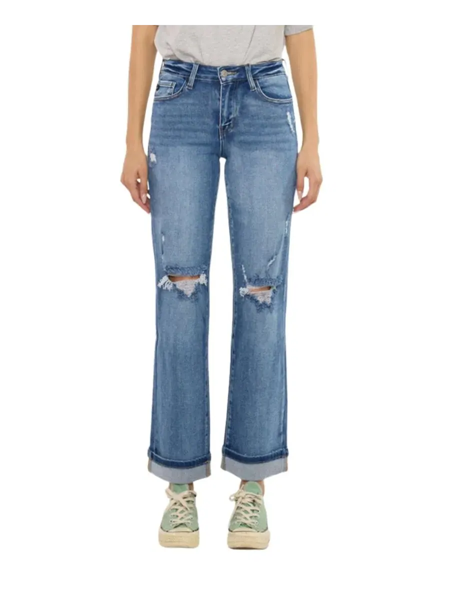 Джинсы прямого кроя с высокой посадкой Carrie Mid-Rise True Straight KanCan Essential