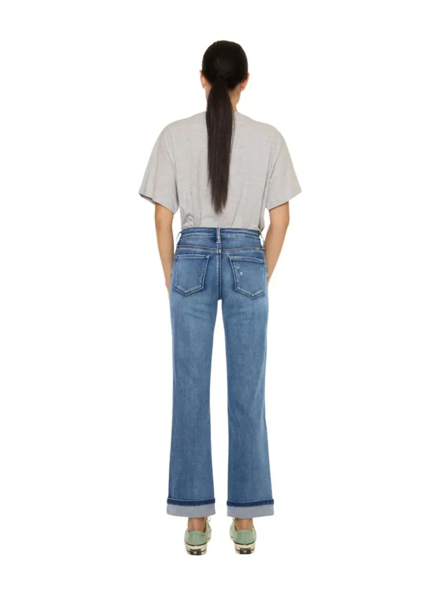 Джинсы прямого кроя с высокой посадкой Carrie Mid-Rise True Straight KanCan Essential — изображение 2 из 5, синий