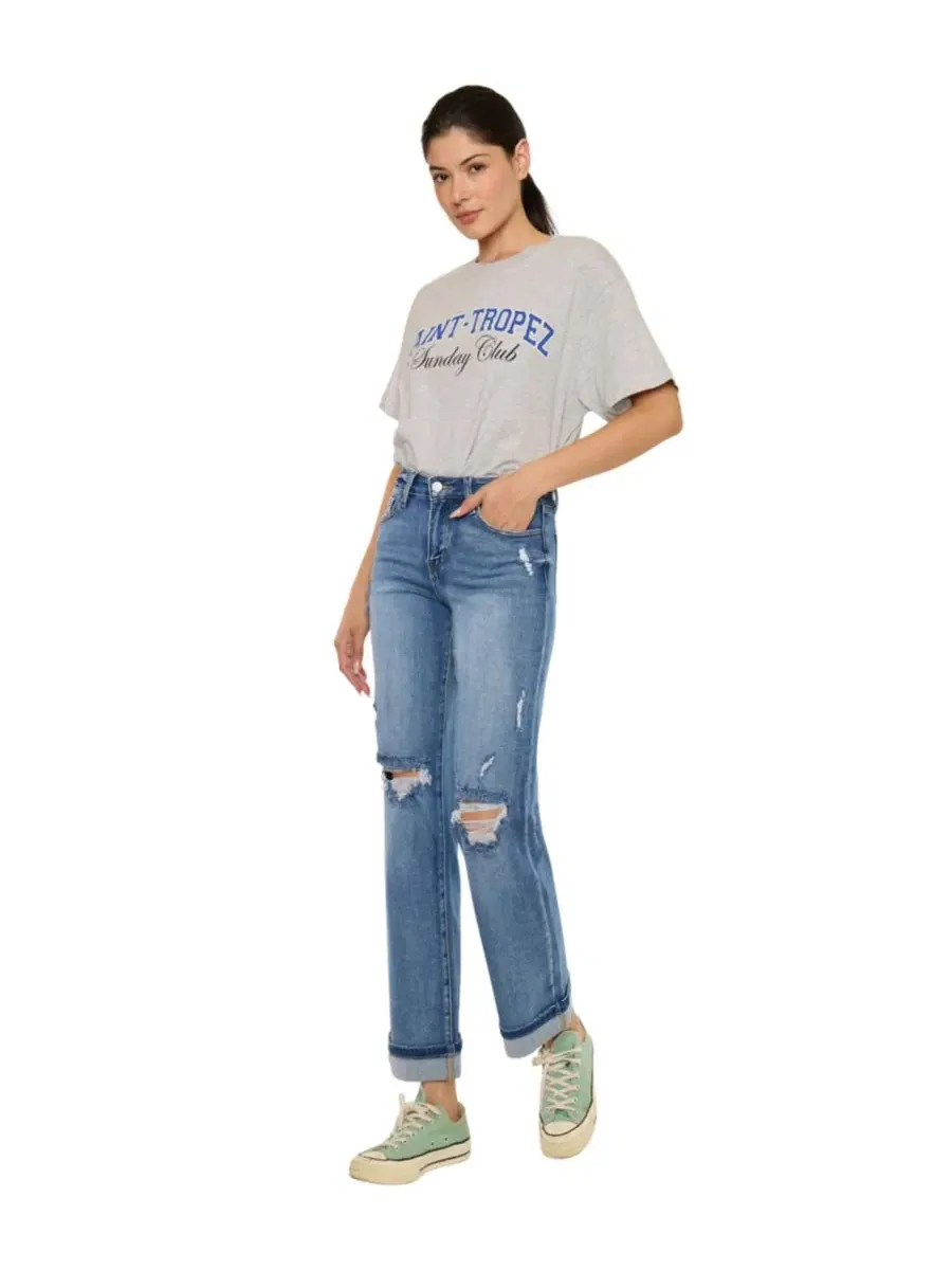 Джинсы прямого кроя с высокой посадкой Carrie Mid-Rise True Straight KanCan Essential — изображение 5 из 5, синий