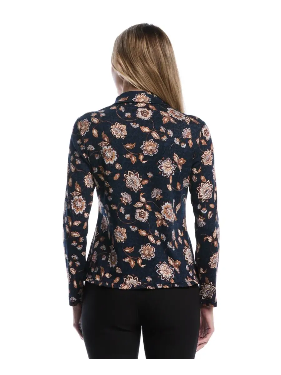 Блузка с длинным рукавом с цветочным принтом и рюшами, Petite Floral Ruffle-Trim Long-Sleeve Blouse — изображение 5 из 5