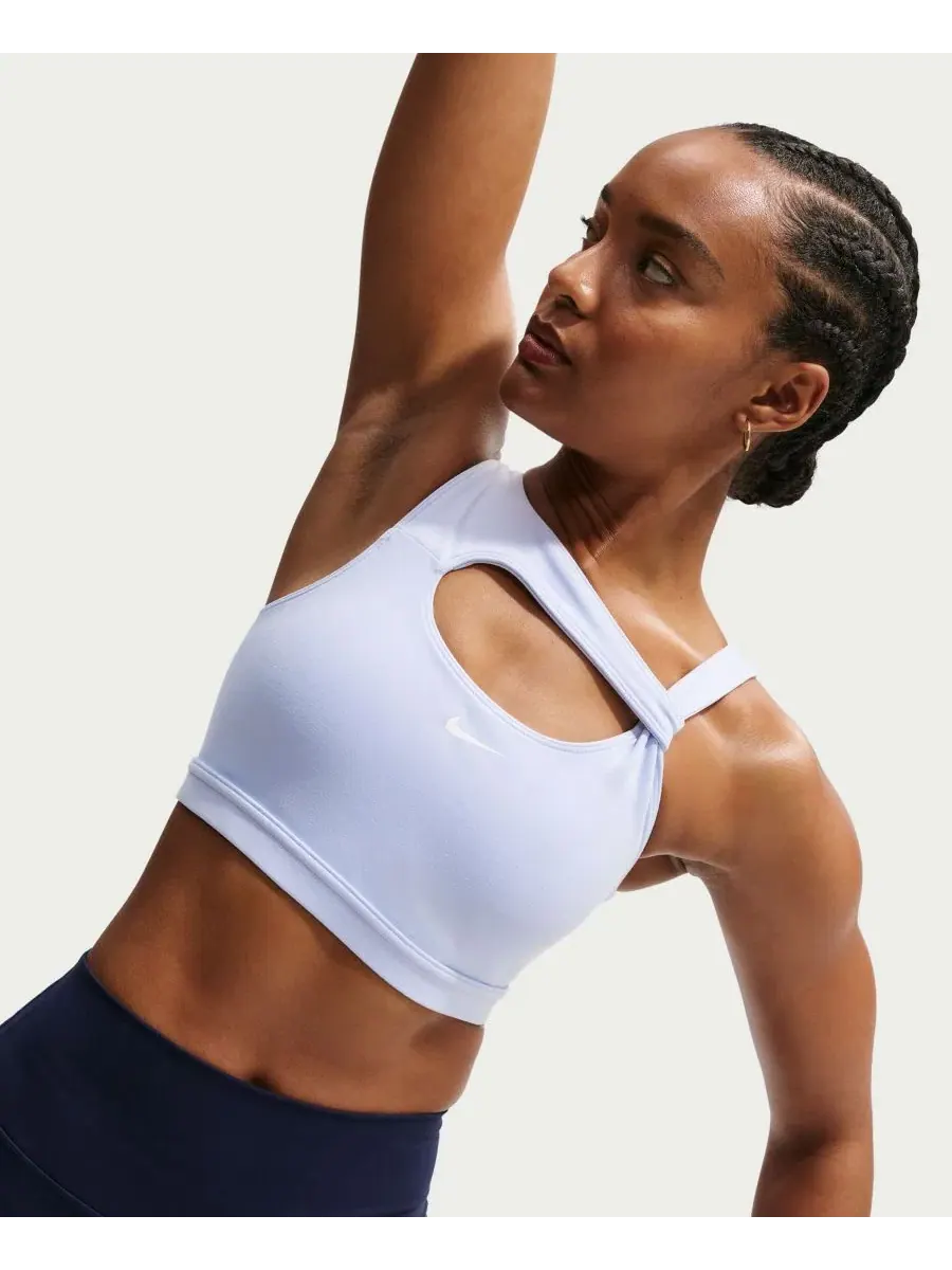 Спортивный бюстгальтер Nike One с средней поддержкой, с чашками — изображение 2 из 5, синий/белый