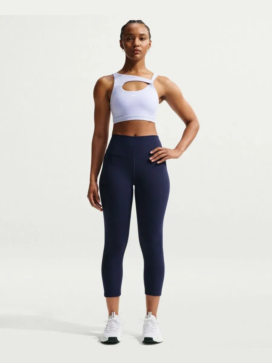 Спортивный бюстгальтер Nike One с средней поддержкой, с чашками — изображение 4 из 5, синий/белый