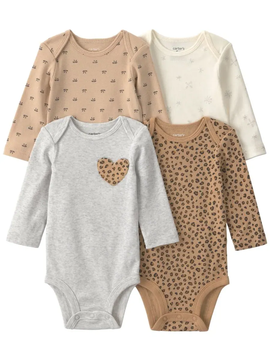Комплект боди с длинным рукавом с принтом, модель Leopard Printed Carter's