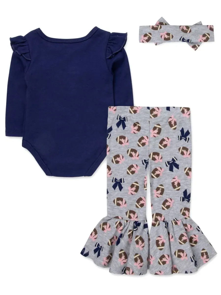 Комплект из боди, брюк и повязки на голову Sunday Funday Baby Essentials — изображение 2 из 4, темно-синий