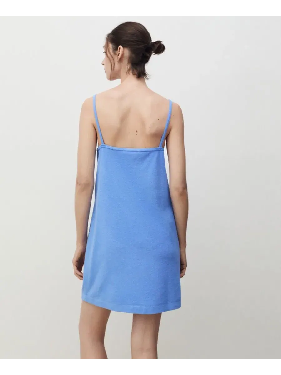 Платье из футера с коротким рукавом Terry Cotton Dress MANGO — изображение 2 из 6, синий