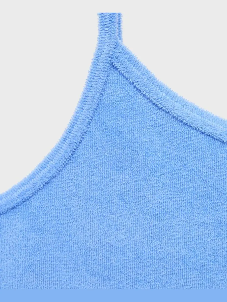 Платье из футера с коротким рукавом Terry Cotton Dress MANGO — изображение 5 из 6, синий
