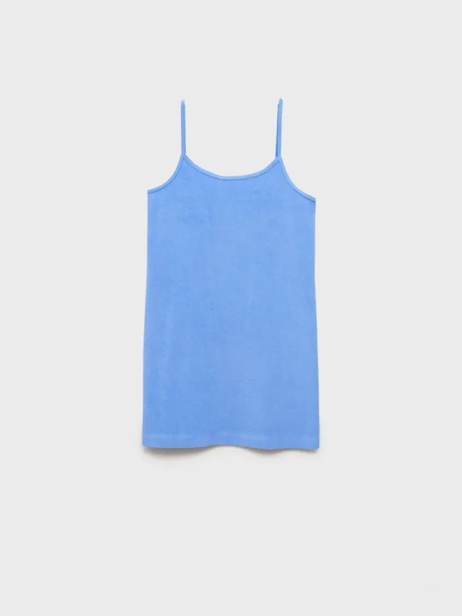 Платье из футера с коротким рукавом Terry Cotton Dress MANGO — изображение 6 из 6, синий
