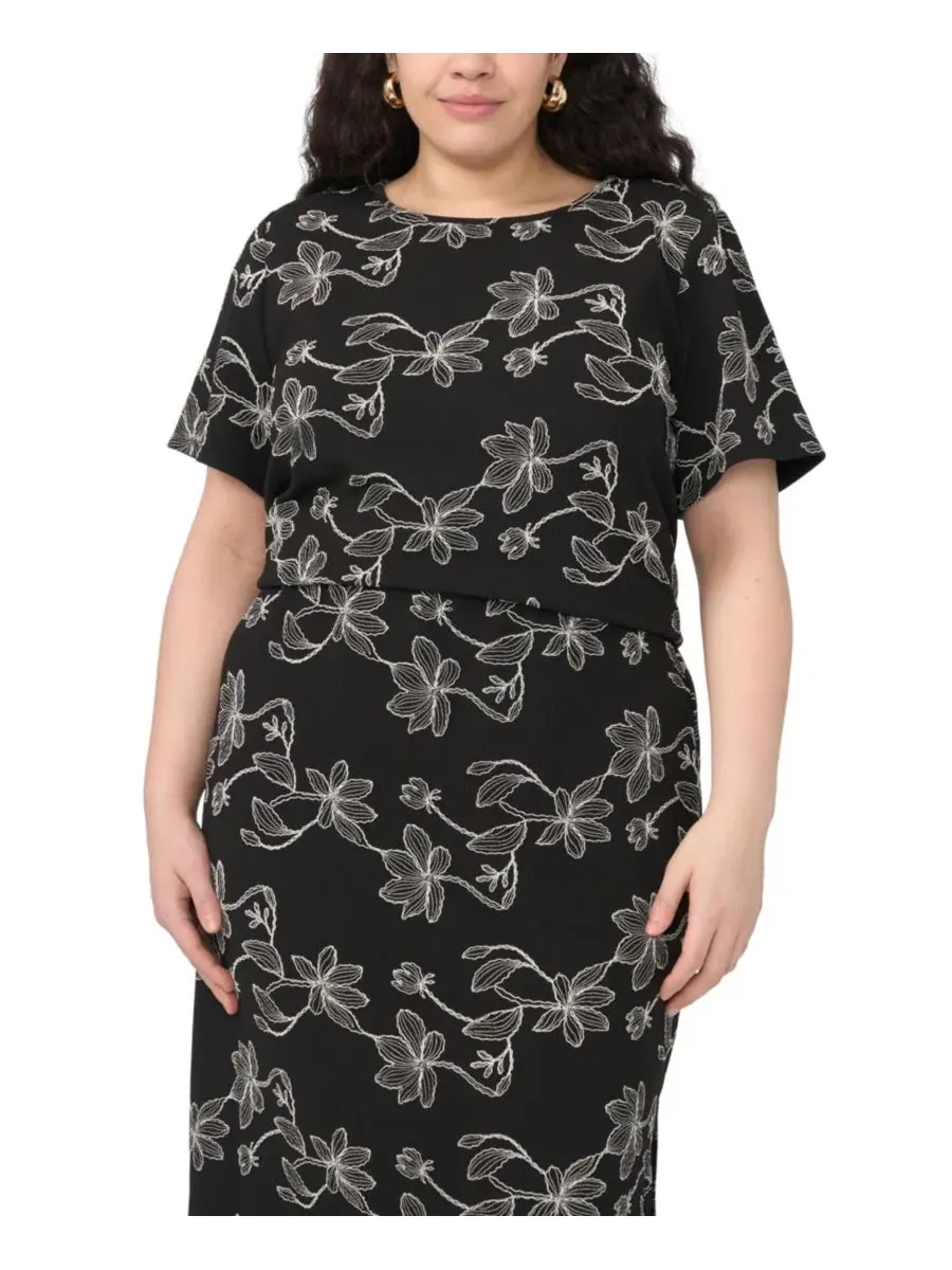 Блуза с вышивкой, с коротким рукавом Vince Camuto