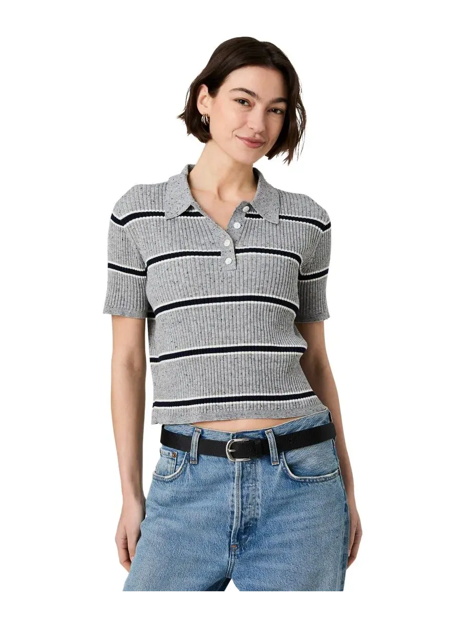 Свитер с воротником и полосками Mason Knit Varsity French Connection
