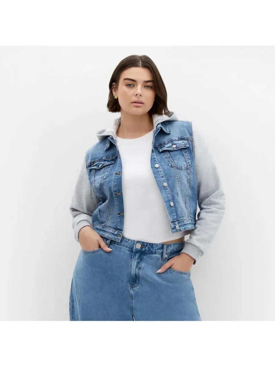 Женская джинсовая уличная куртка CITY CHIC, светлый-wash