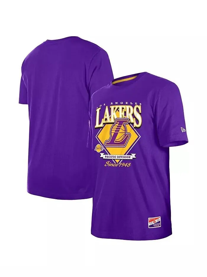 Мужская фиолетовая футболка Los Angeles Lakers Throwback New Era