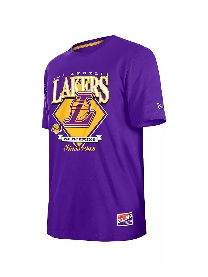 Мужская фиолетовая футболка Los Angeles Lakers Throwback New Era — изображение 3 из 3, фиолетовый