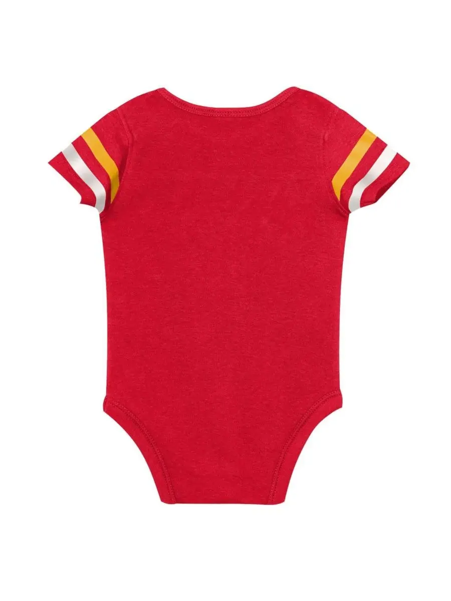 Комплект боди, слюнявчика и пинеток Kansas City Chiefs Up One Outerstuff — изображение 4 из 5, кремовый красный