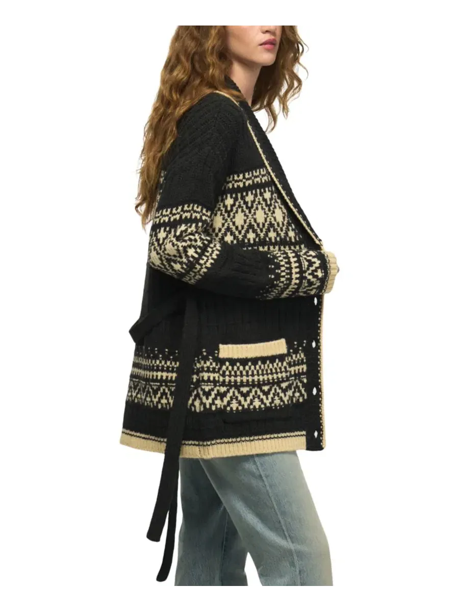 Кардиган с шальным воротником, узором Fair Isle Lucky Brand — изображение 3 из 5, черный