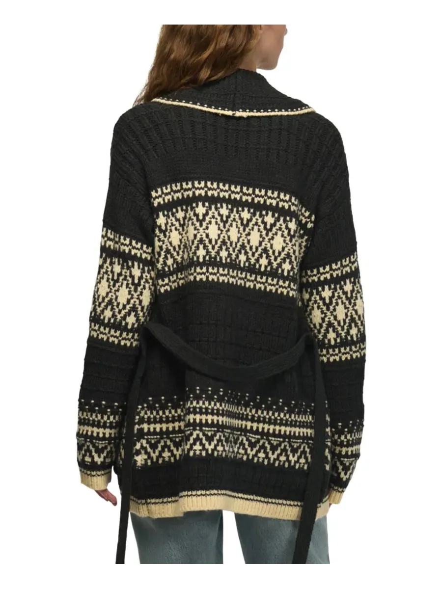 Кардиган с шальным воротником, узором Fair Isle Lucky Brand — изображение 5 из 5, черный