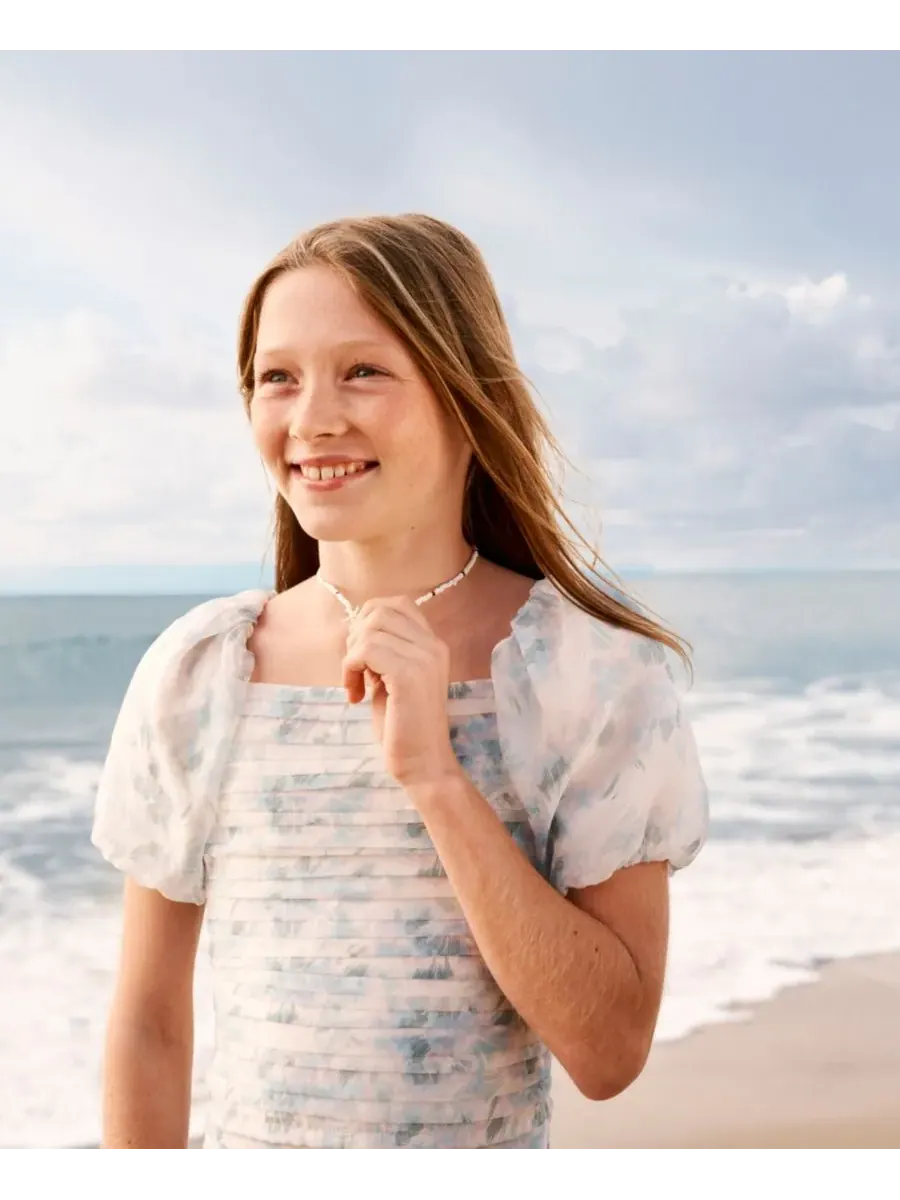Детская блузка Emerson из органзы с пышными рукавами и квадратным вырезом Abercrombie kids — 6