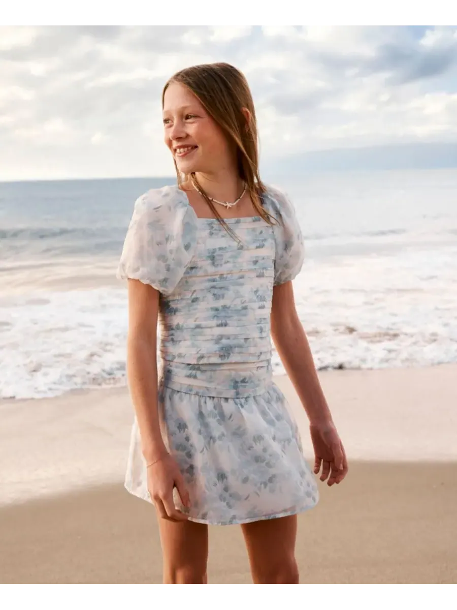 Детская блузка Emerson из органзы с пышными рукавами и квадратным вырезом Abercrombie kids — 7