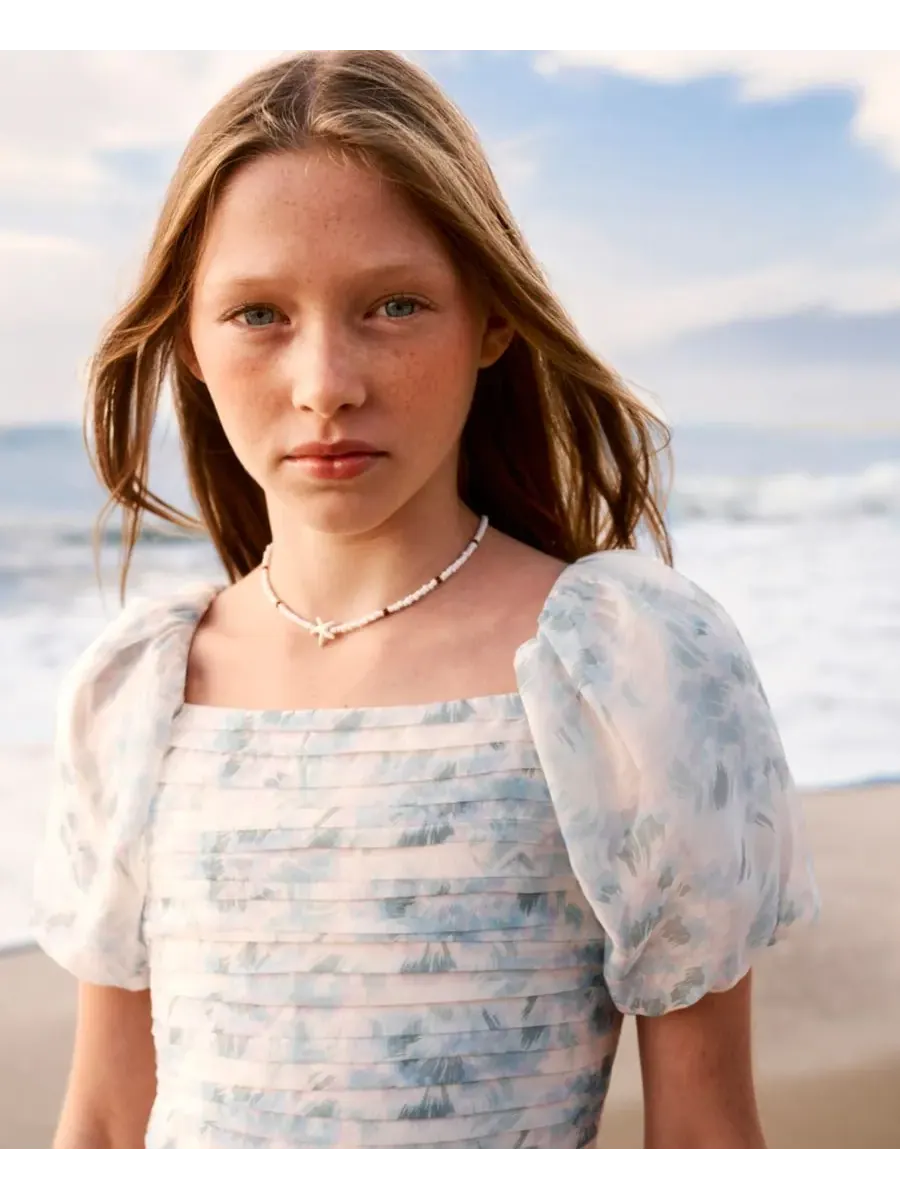 Детская блузка Emerson из органзы с пышными рукавами и квадратным вырезом Abercrombie kids — 8