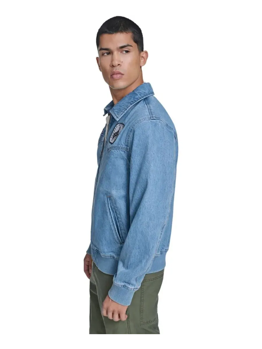 Мужская хлопковая куртка-бомбер в стиле вестерн Levi's — изображение 3 из 6, светлый джинсовый синий
