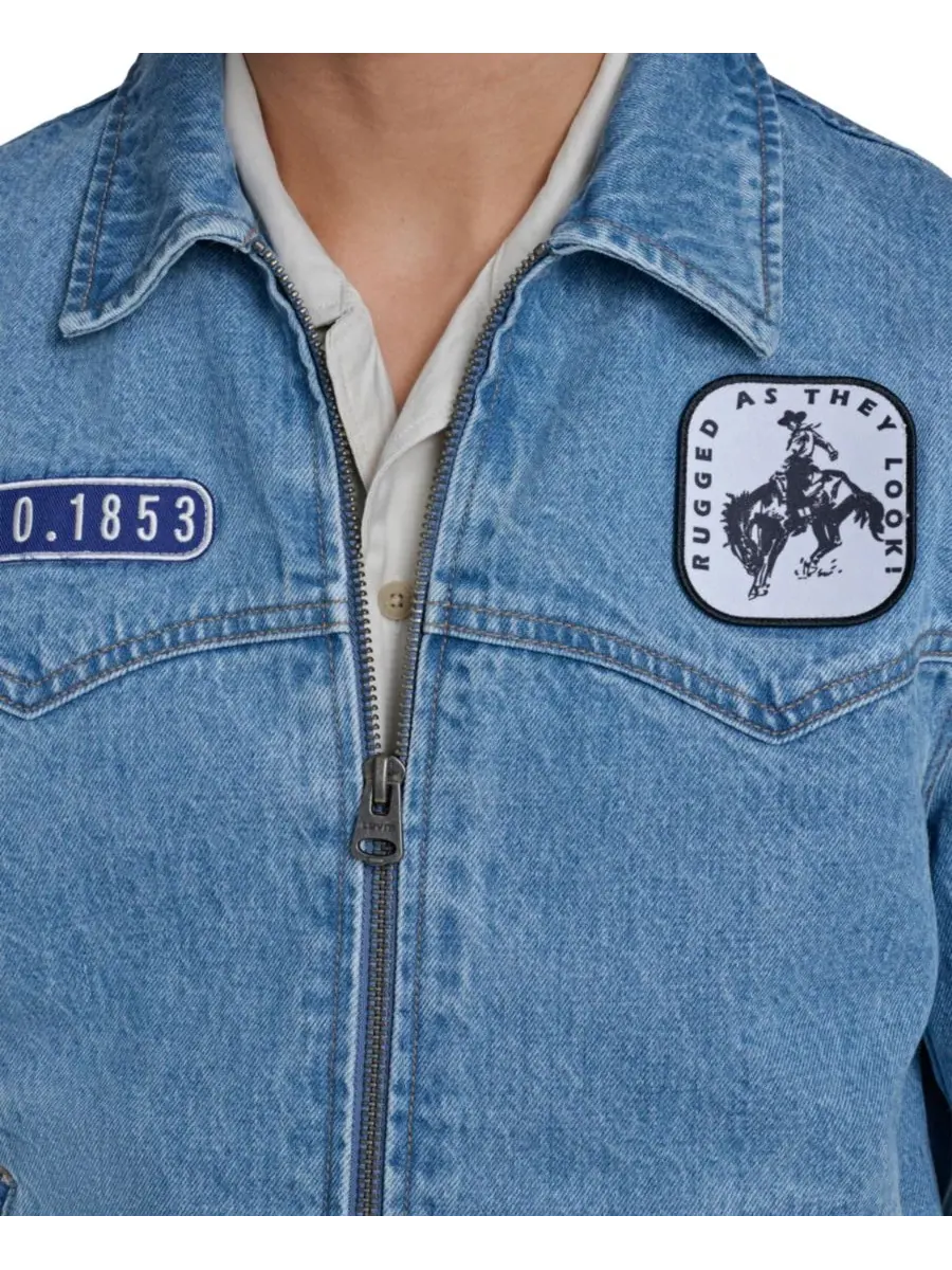 Мужская хлопковая куртка-бомбер в стиле вестерн Levi's — изображение 4 из 6, светлый джинсовый синий