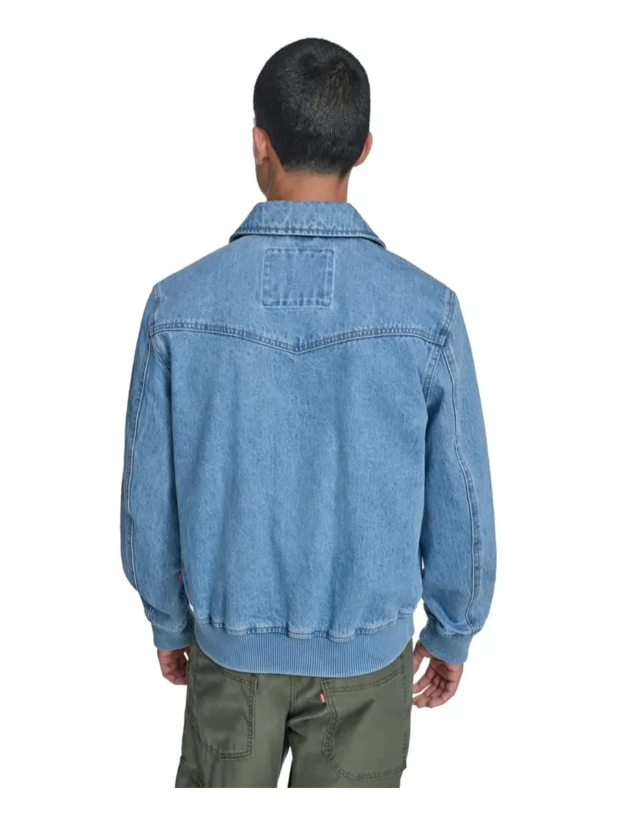 Мужская хлопковая куртка-бомбер в стиле вестерн Levi's — изображение 5 из 6, светлый джинсовый синий