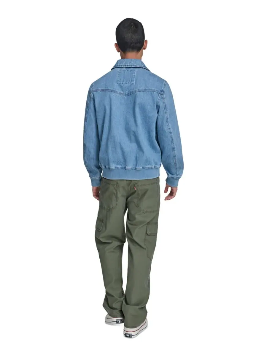 Мужская хлопковая куртка-бомбер в стиле вестерн Levi's — изображение 6 из 6, светлый джинсовый синий