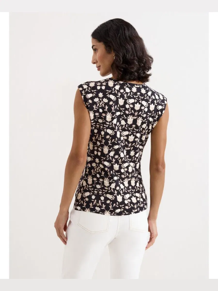 Женская блузка без рукавов Sophia с V-образным вырезом Phase Eight — изображение 4 из 6, черный/слоновая кость