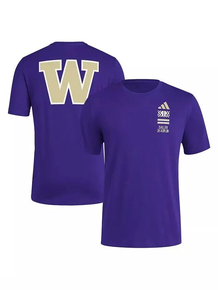 Мужская фиолетовая футболка Washington Huskies Reverse Retro Baseball 2 Hit Adidas