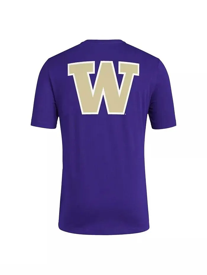 Мужская фиолетовая футболка Washington Huskies Reverse Retro Baseball 2 Hit Adidas — изображение 3 из 3, фиолетовый