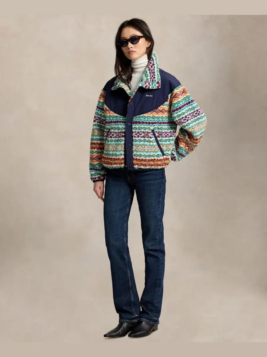 Женская куртка Fair Isle с воротником-стойкой Polo Ralph Lauren — изображение 2 из 5, синий мульти