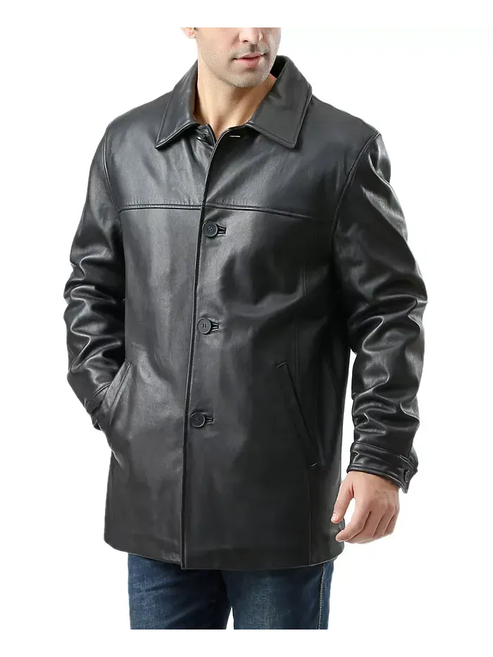 Мужское кожаное пальто Samuel Car Coat - короткое BGSD — изображение 3 из 3, черный