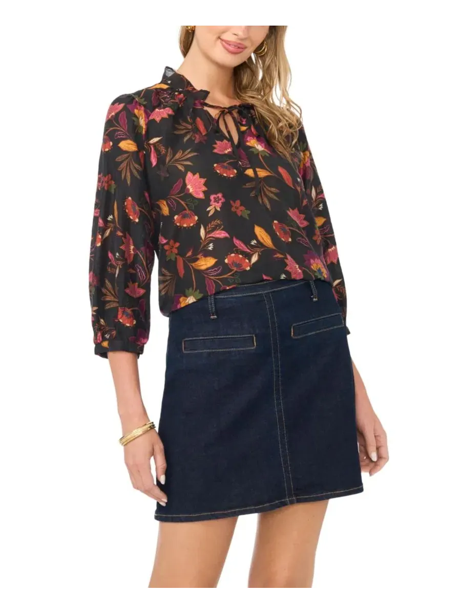 Блуза с рюшами и V-образным вырезом, с рукавами 3/4 Vince Camuto