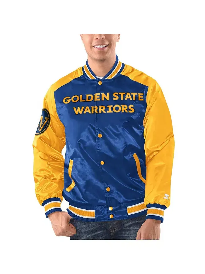 Мужская атласная бейсбольная куртка Golden State Warriors Renegade с полной застежкой на пуговицах