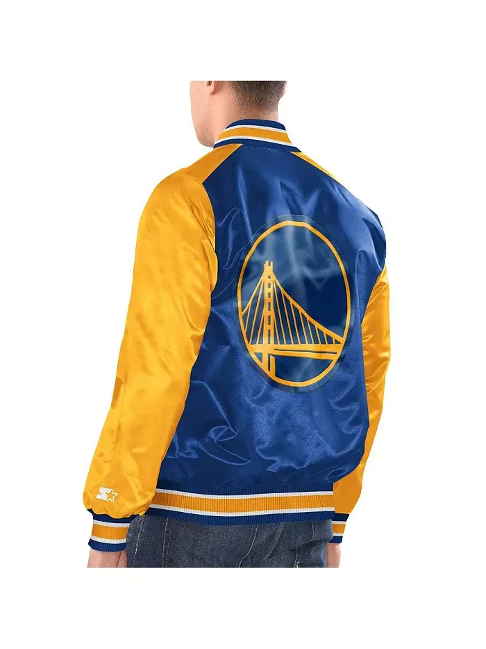 Мужская атласная бейсбольная куртка Golden State Warriors Renegade с полной застежкой на пуговицах — изображение 2 из 2