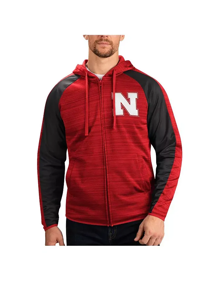 Мужская худи-куртка Nebraska Huskers Neutral Zone с молнией и регланными рукавами
