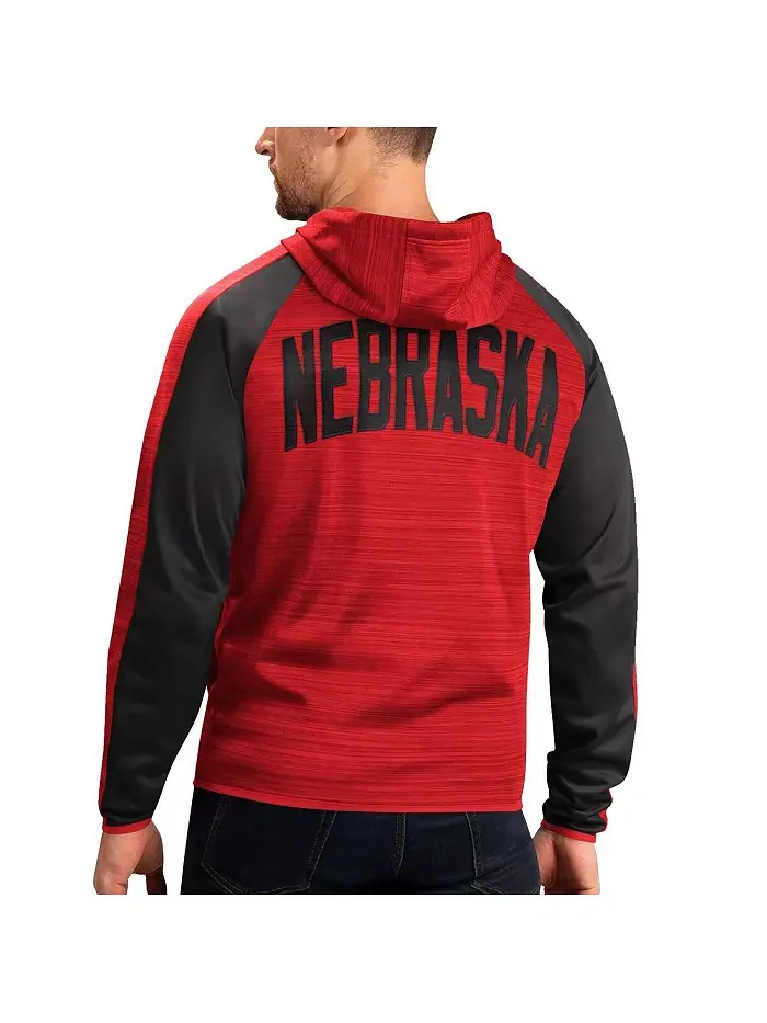 Мужская худи-куртка Nebraska Huskers Neutral Zone с молнией и регланными рукавами — изображение 2 из 2, алый