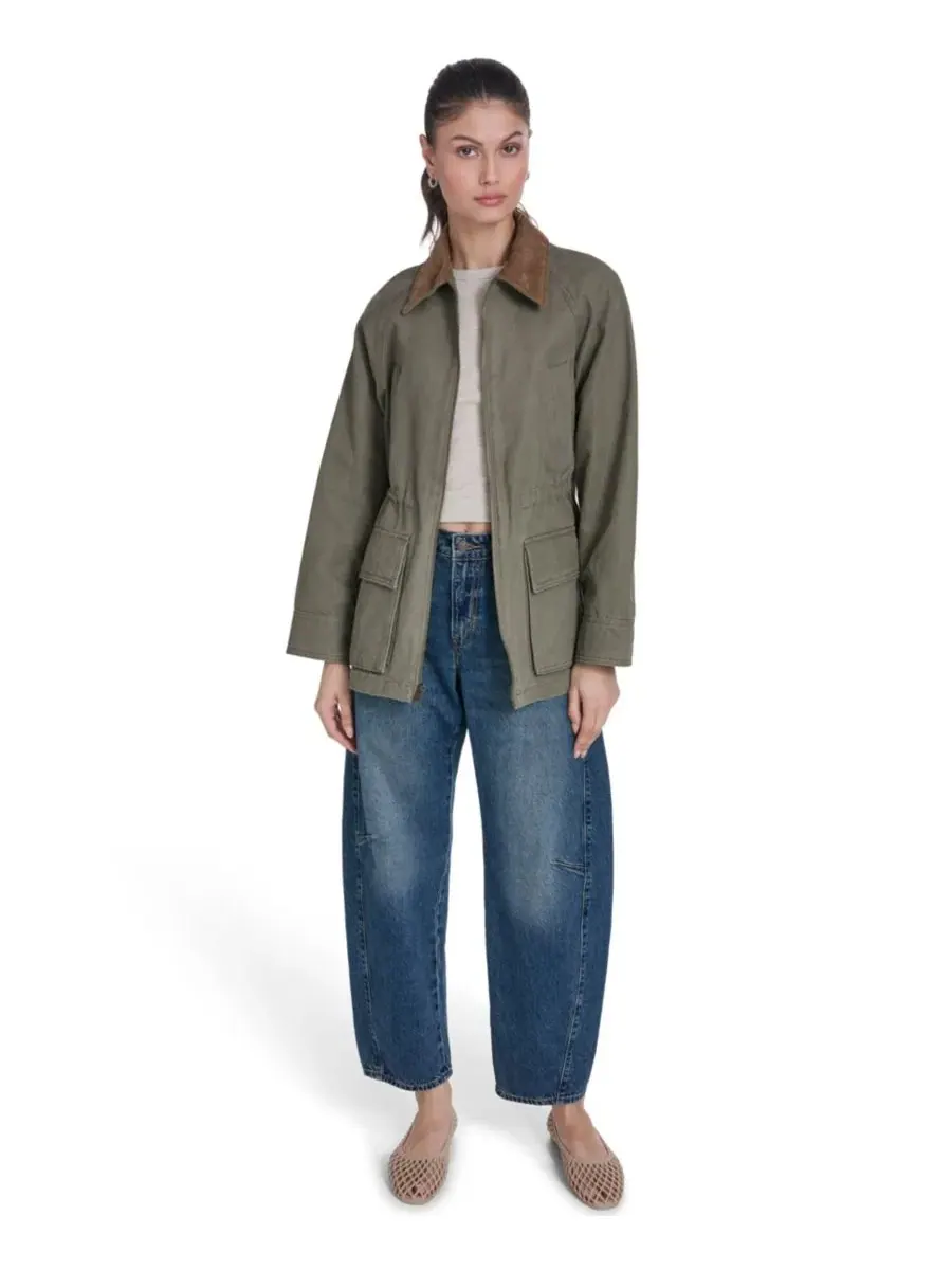 Женская хлопковая куртка-сараян с зауженной талией Levi's — изображение 1 из 5, оливковый