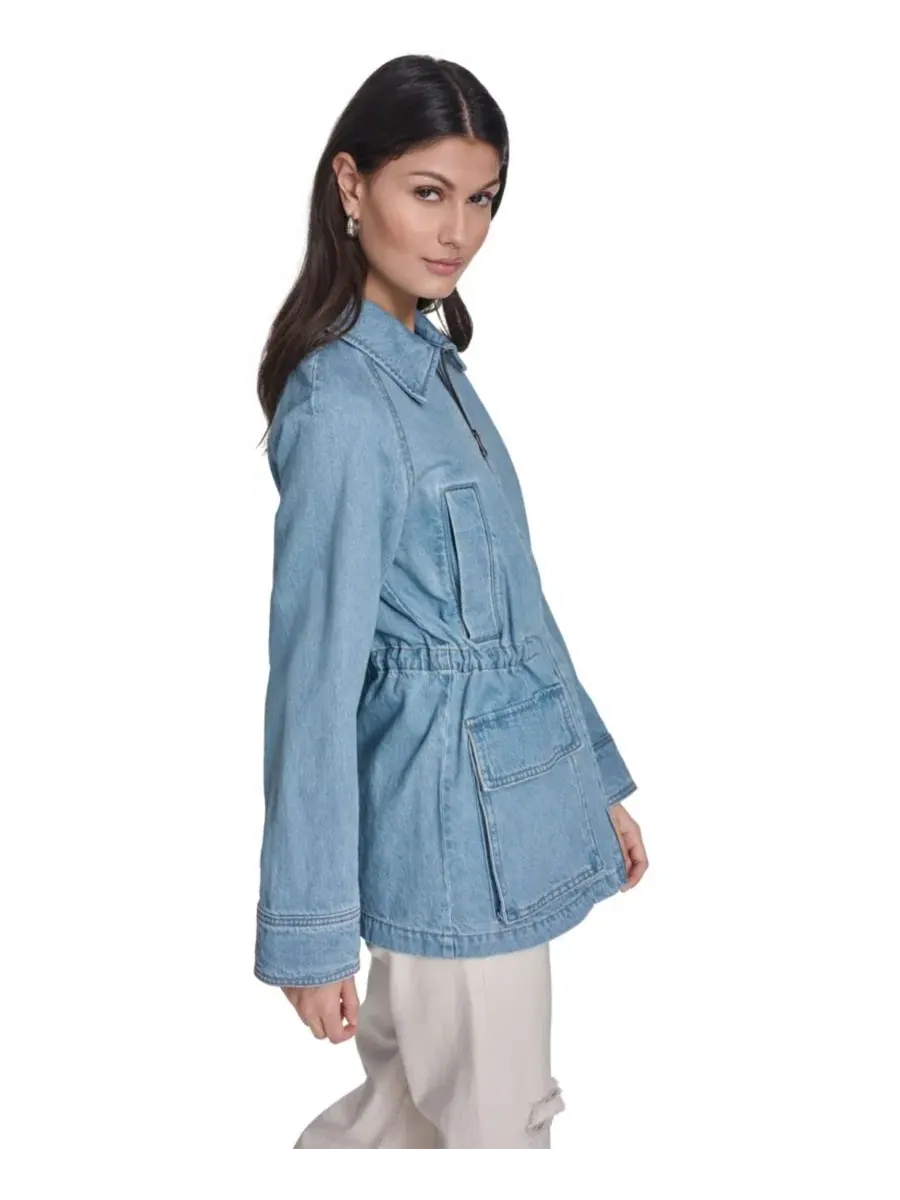 Женская хлопковая куртка-сараян с зауженной талией Levi's — изображение 3 из 6, светлый джинсовый синий