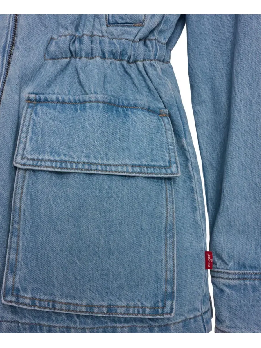Женская хлопковая куртка-сараян с зауженной талией Levi's — изображение 5 из 6, светлый джинсовый синий