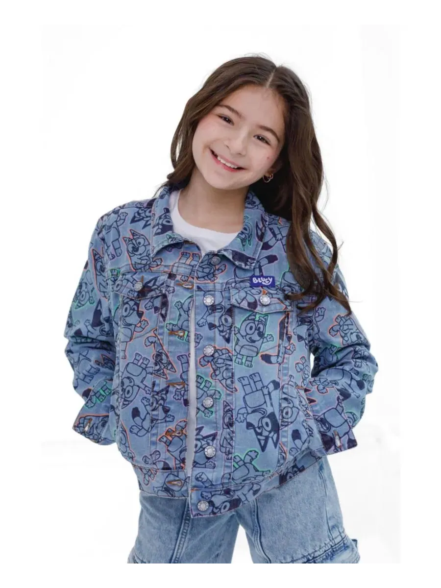 Джинсовая куртка с принтом Bluey Bluey Bluey Acid Wash Blue — изображение 2 из 3, синий