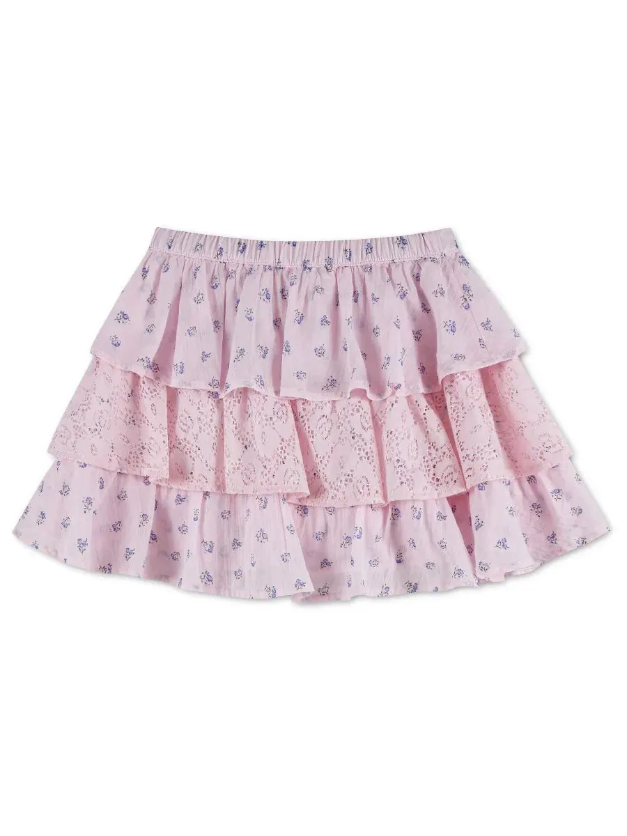 Юбка-шорты многоярусная с кружевом для девочек, 7-16 abercrombie kids — 2