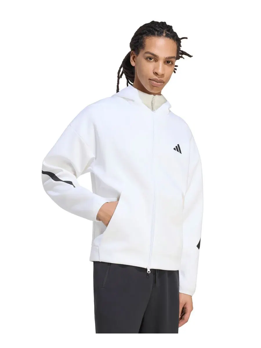 Мужская куртка-худи с молнией Zero Negative Energy adidas — изображение 1 из 3, белый