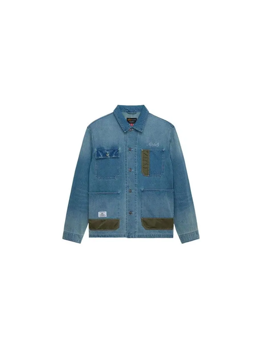 Джинсовое пальто-халат свободного кроя Alpha Industries — изображение 2 из 3, джинсовый синий синий