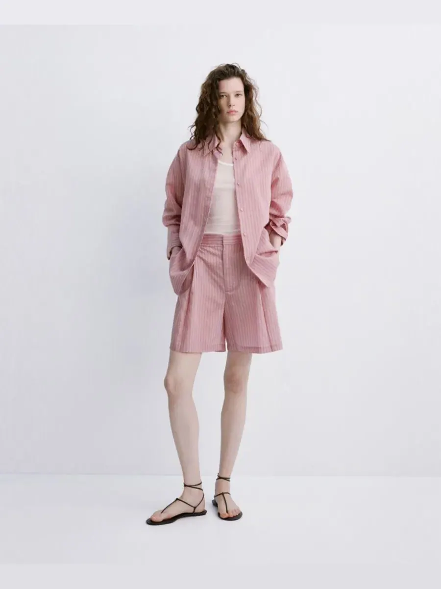 Шорты-бермуды с прямым силуэтом, в полоску, Pinstripe Straight Bermudas MANGO