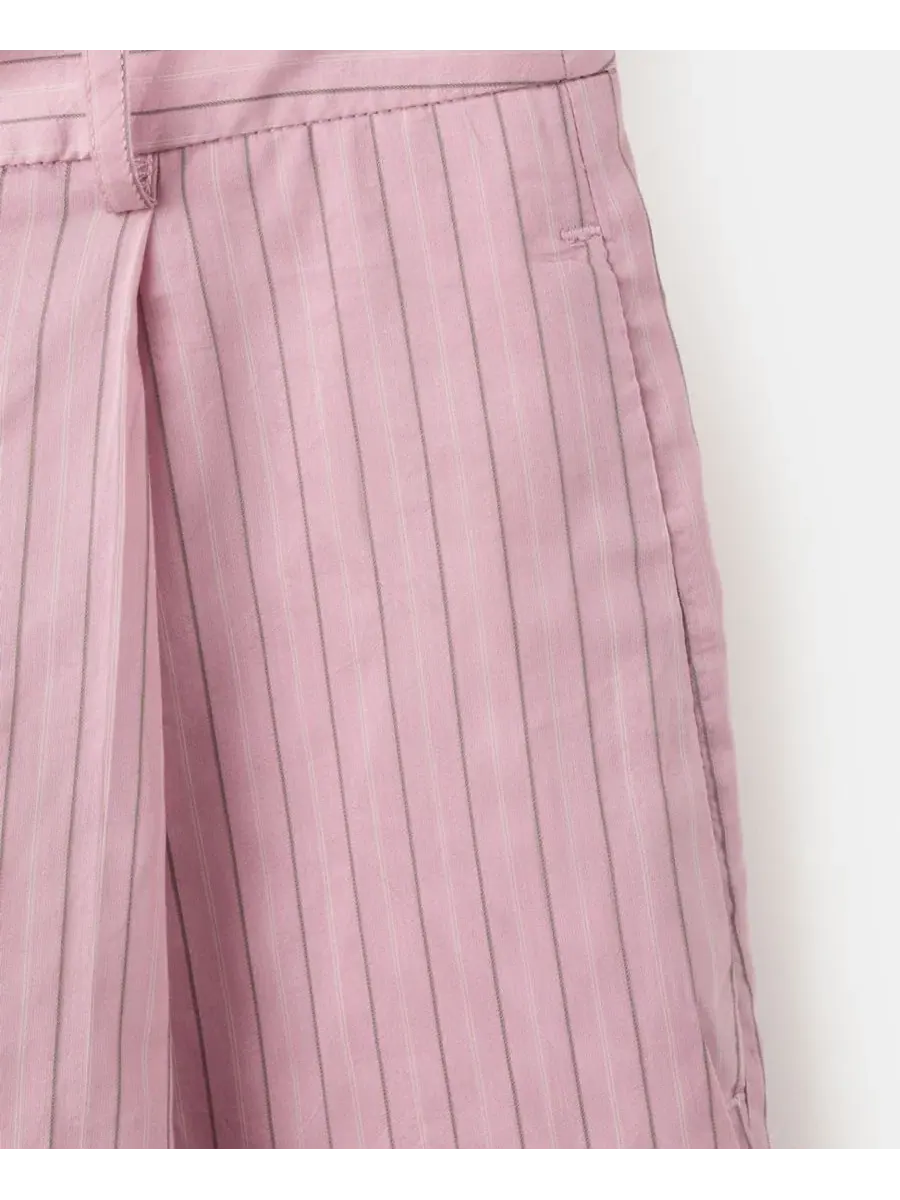 Шорты-бермуды с прямым силуэтом, в полоску, Pinstripe Straight Bermudas MANGO — изображение 5 из 6, розовый