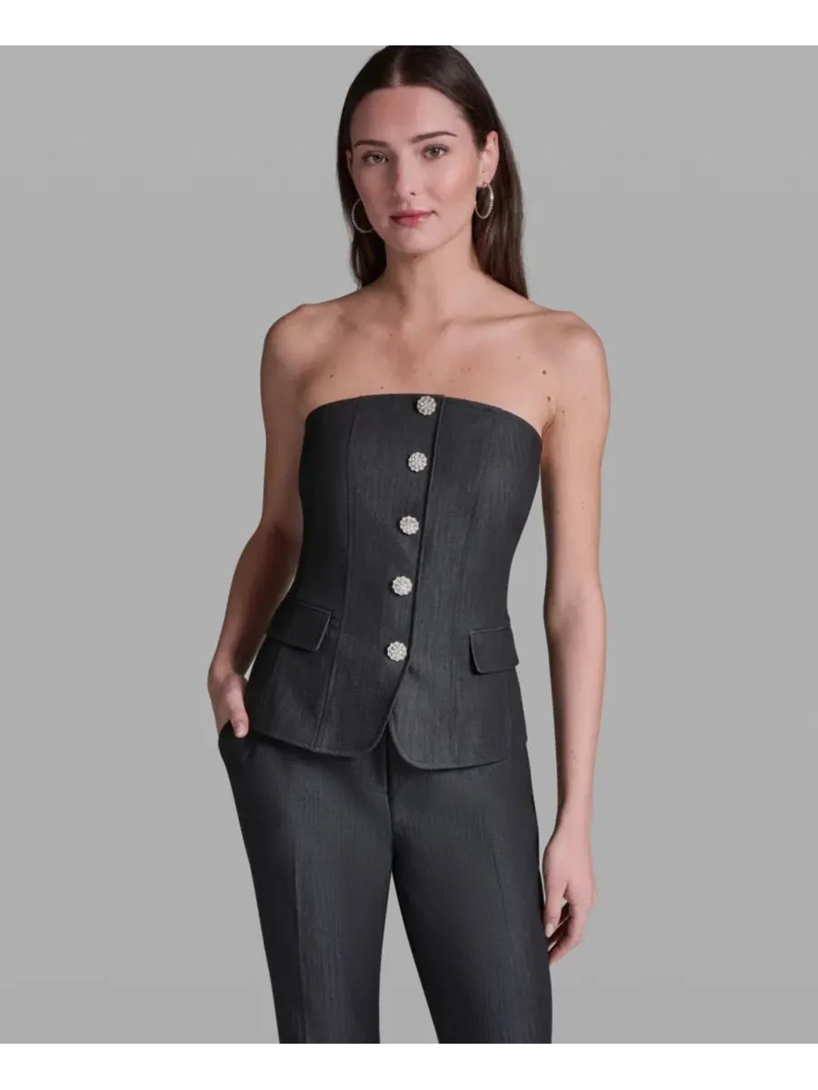 Топ без бретелей из фактурного денима BCBG