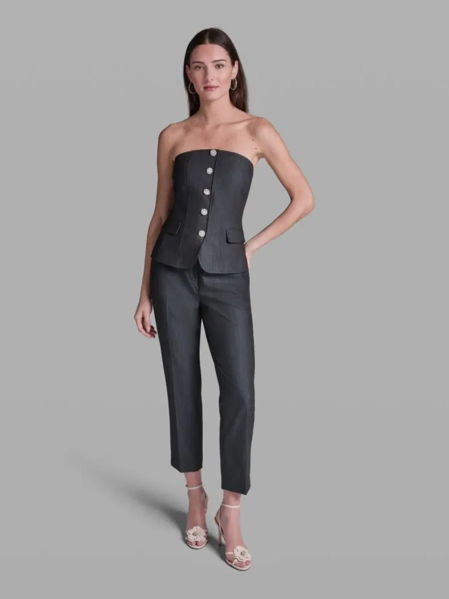 Топ без бретелей из фактурного денима BCBG — изображение 2 из 6, черный