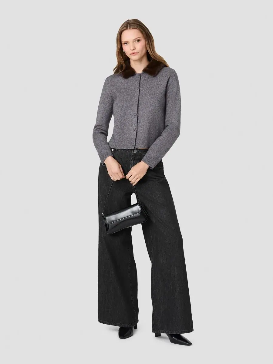 Кардиган с отстегивающимся воротником Sloane Collar French Connection — изображение 6 из 9, темный серый/коричневый